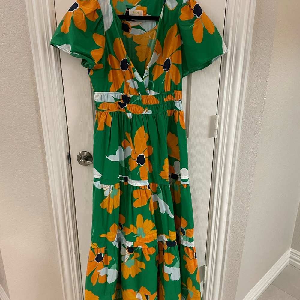 Maeve Green Floral Maxi Dress